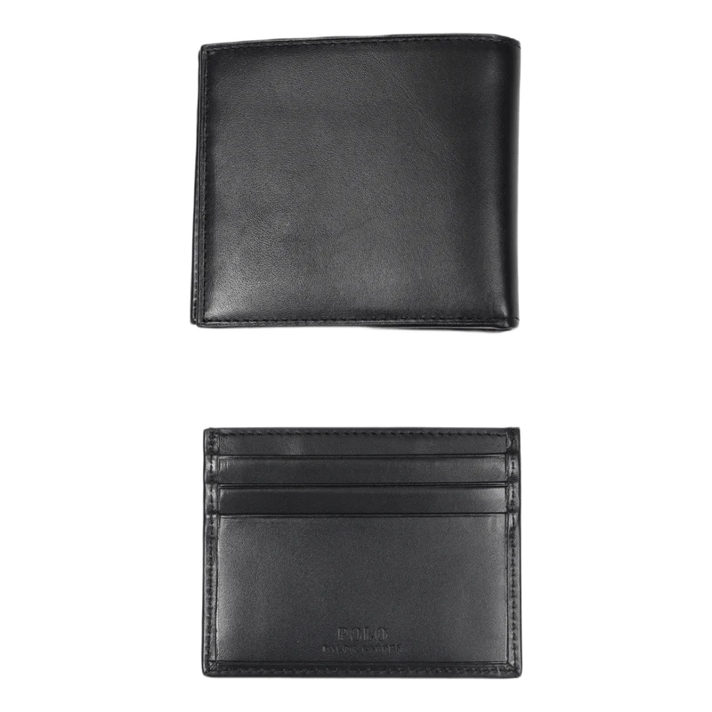 Leather Wallet & Card Case Gift Set Black