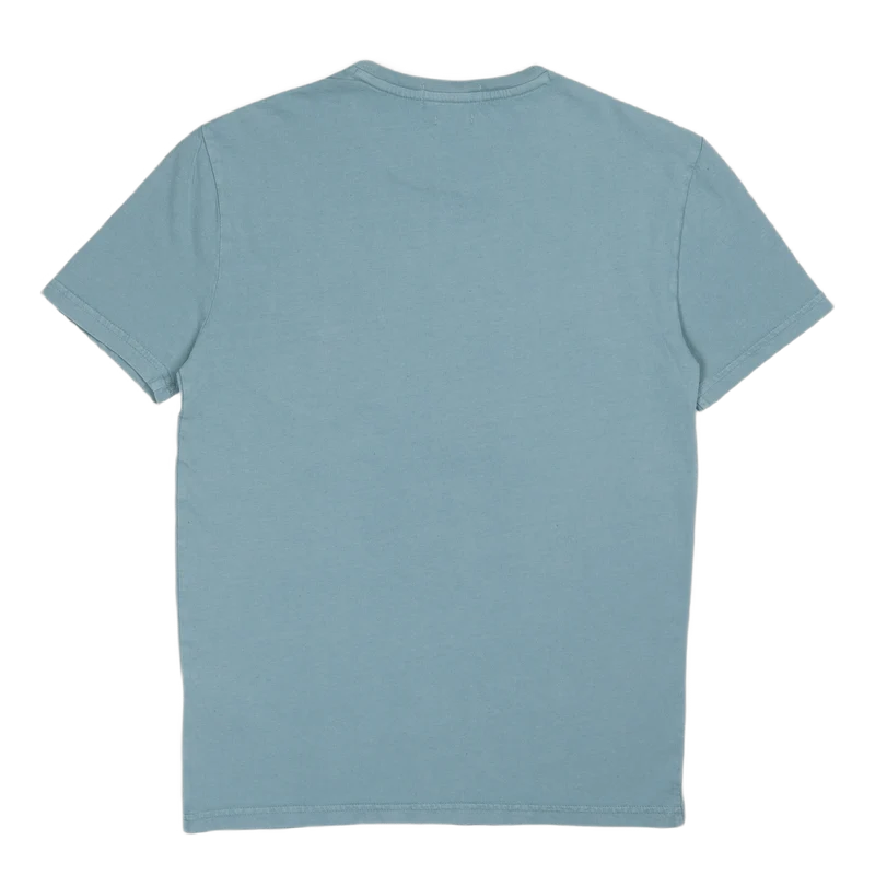 Custom Slim Cotton-Linen Pocket T-Shirt Blue Note