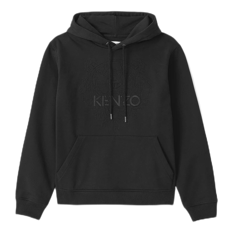 Embossed Tiger Hoodie Black