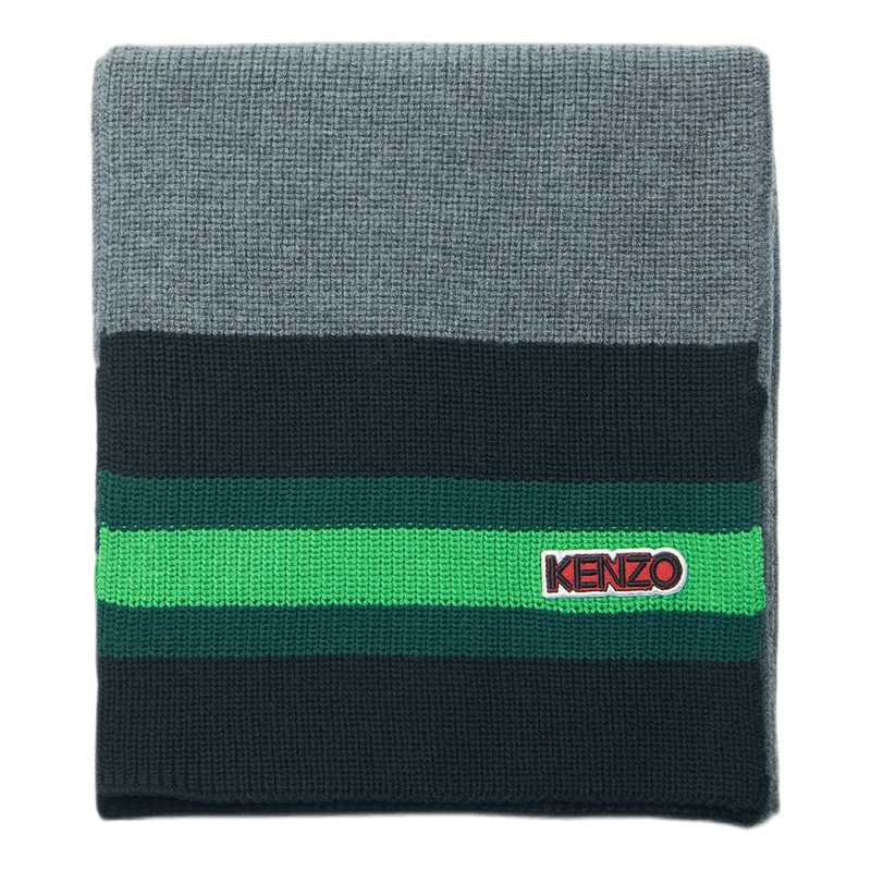 Logo Patch Knitted Scarf Gray