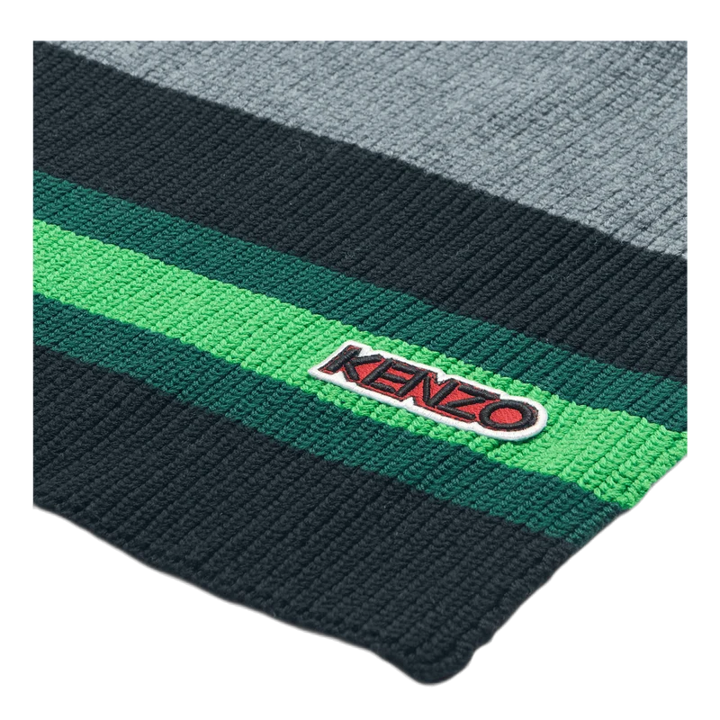 Logo Patch Knitted Scarf Gray