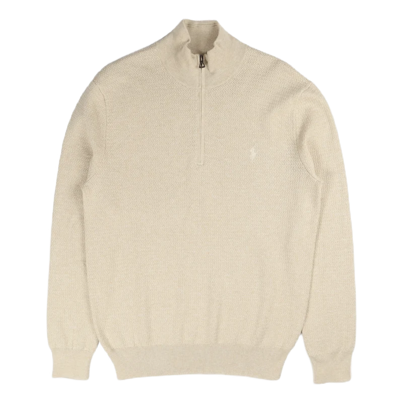 Cotton Mockneck Sweater Tallow Cream Heather