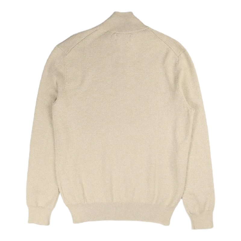 Cotton Mockneck Sweater Tallow Cream Heather