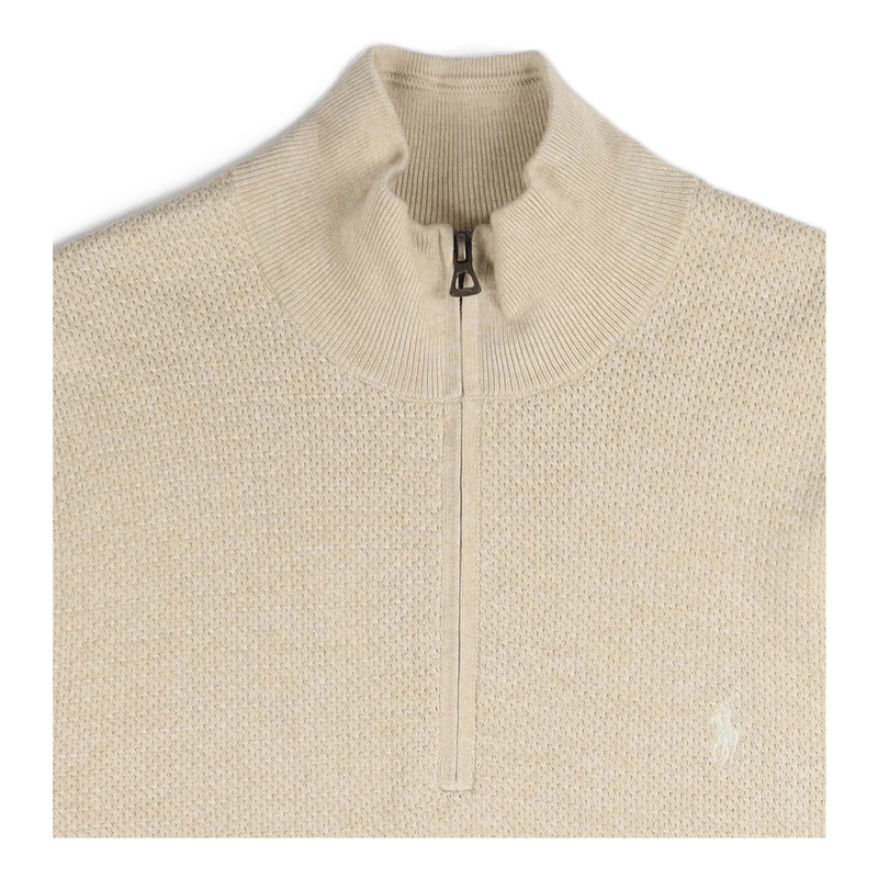 Cotton Mockneck Sweater Tallow Cream Heather