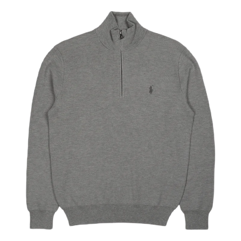 Mesh-Knit Cotton Quarter-Zip Sweater Andover Heather