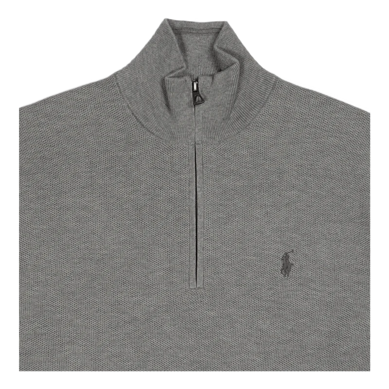 Mesh-Knit Cotton Quarter-Zip Sweater Andover Heather