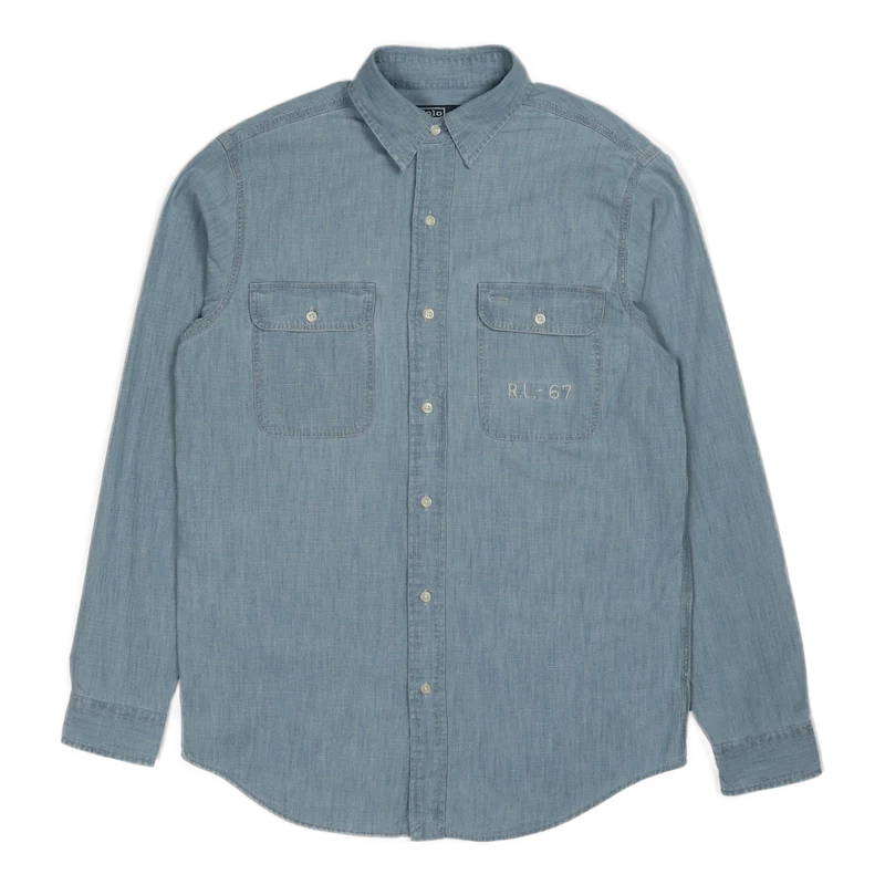 Classic Fit Flag Chambray Workshirt 5694 Light Indigo