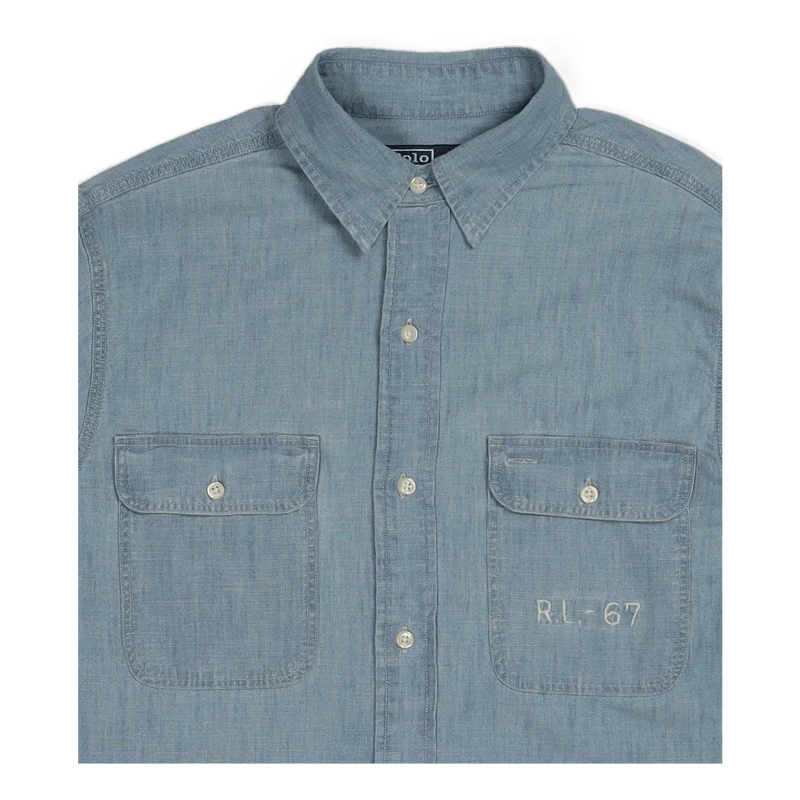 Classic Fit Flag Chambray Workshirt 5694 Light Indigo