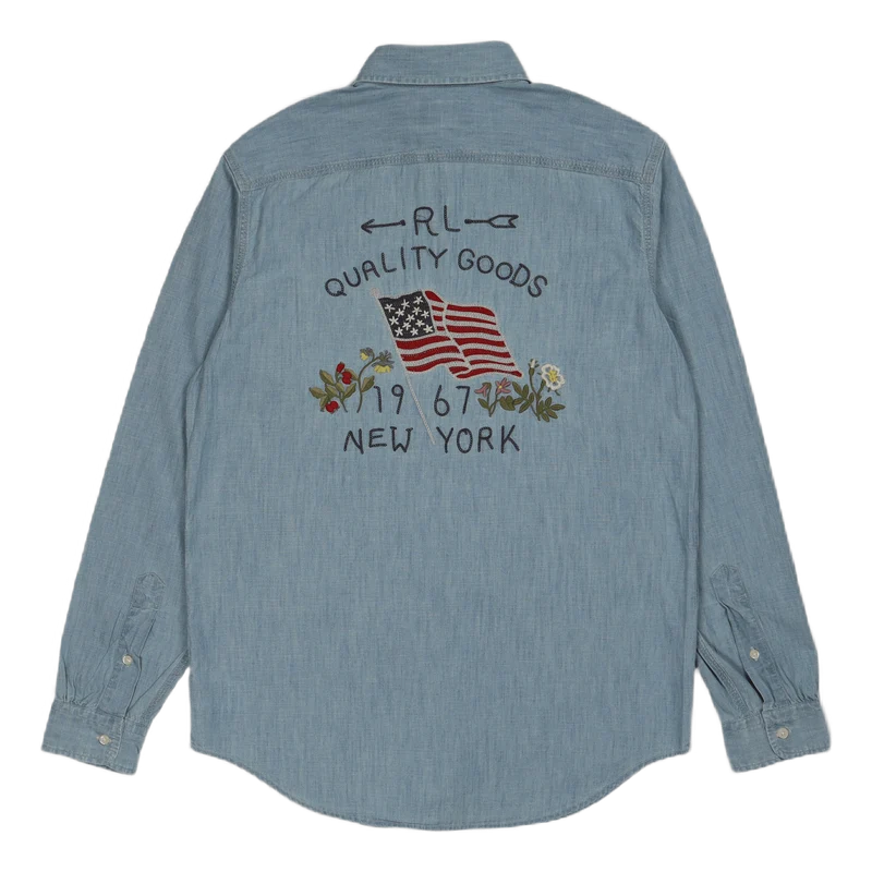 Classic Fit Flag Chambray Workshirt 5694 Light Indigo