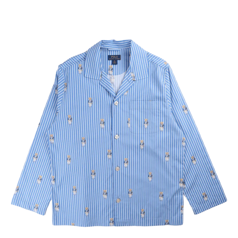 Polo Bear Striped Cotton Pajama Set Bear Stripe