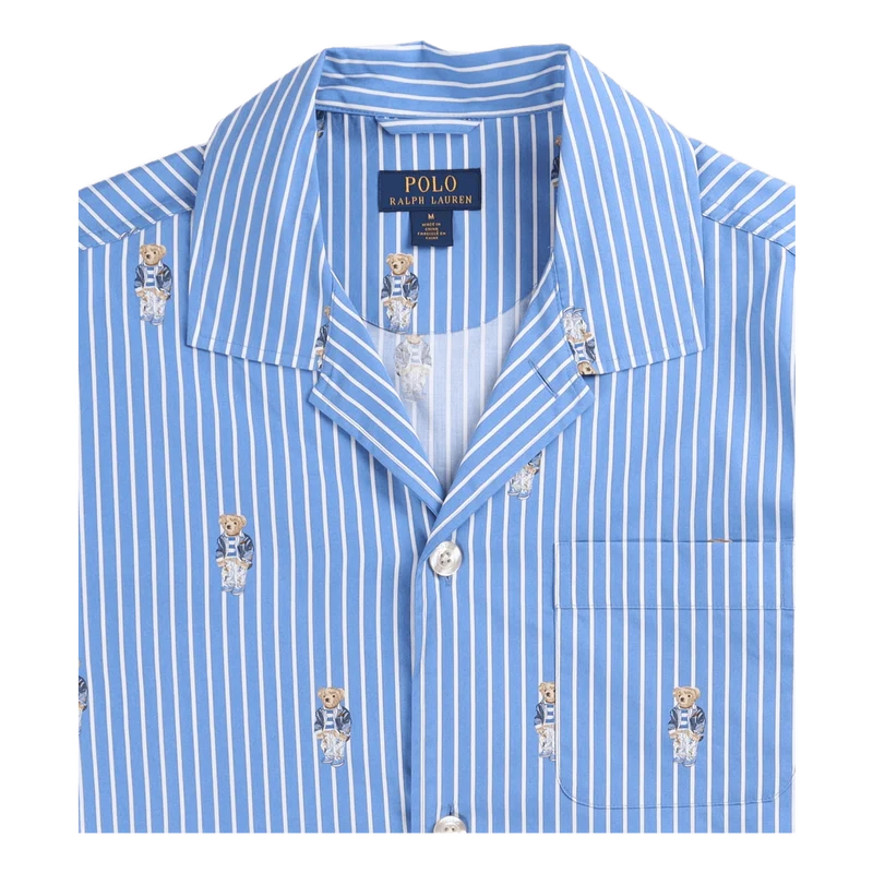 Polo Bear Striped Cotton Pajama Set Bear Stripe