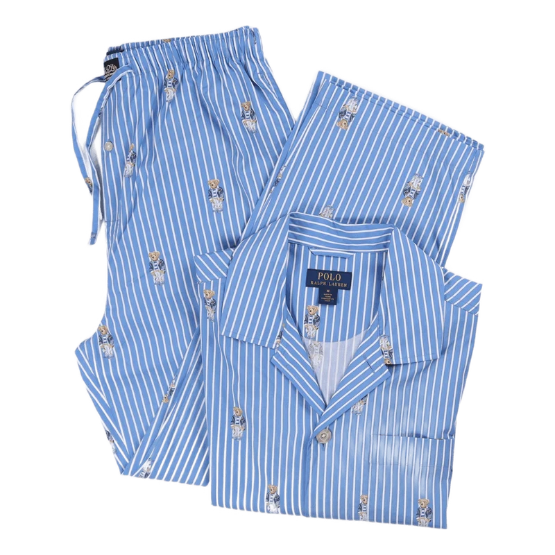 Polo Bear Striped Cotton Pajama Set Bear Stripe