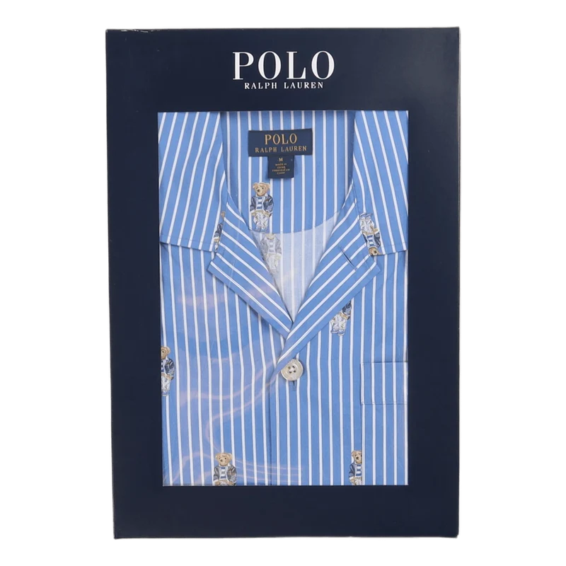 Polo Bear Striped Cotton Pajama Set Bear Stripe