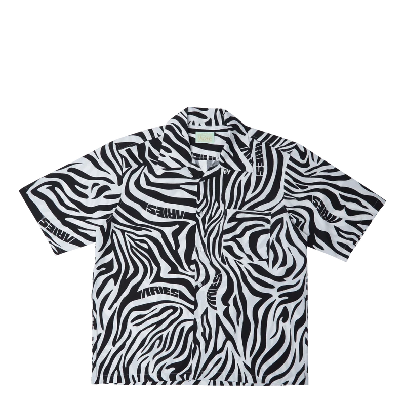Zebra Print Hawaiian Shirt White