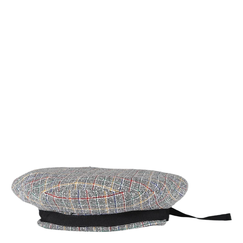 Beret Black/multi Check Bouclé