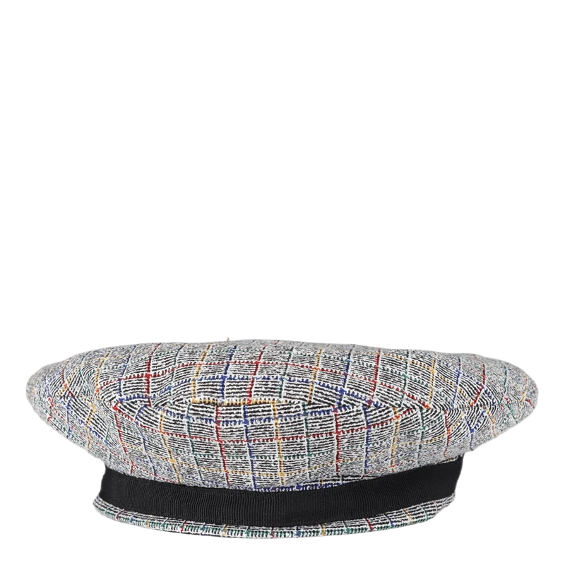 Beret Black/multi Check Bouclé