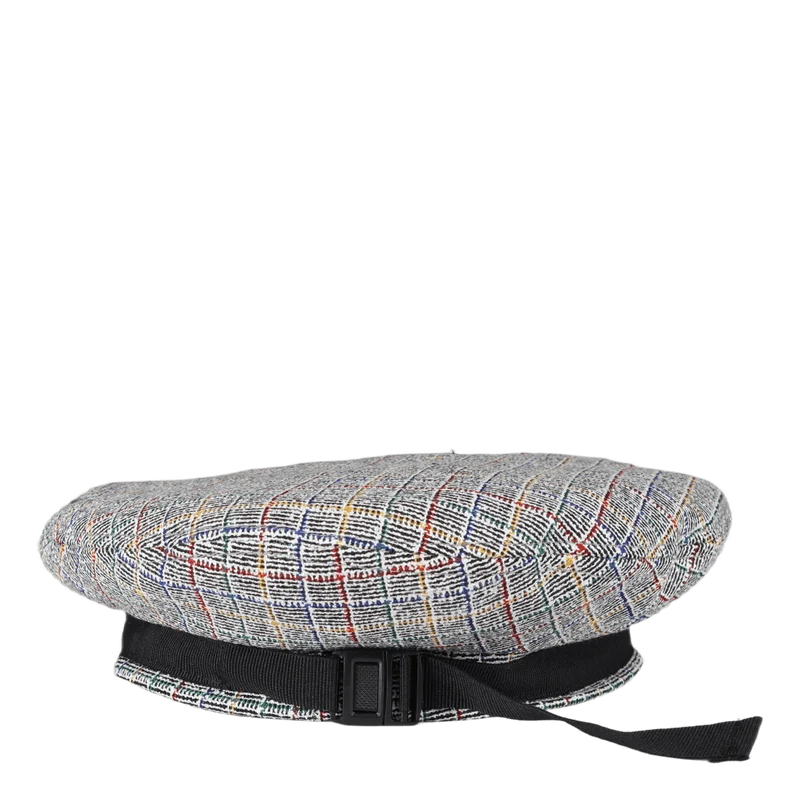 Beret Black/multi Check Bouclé