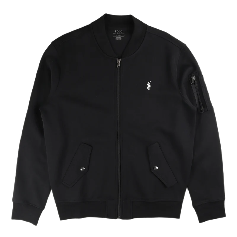 Double-Knit Bomber Jacket Polo Black