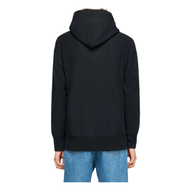 Reverse Weave Pullover Hood Black