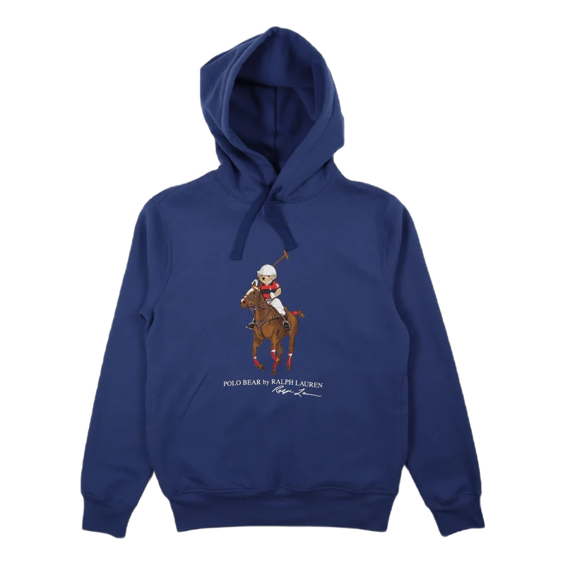 Polo Bear & Big Pony Fleece Hoodie Blue