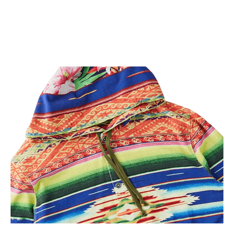 Serape-Print Mesh Hoodie Blue Mu