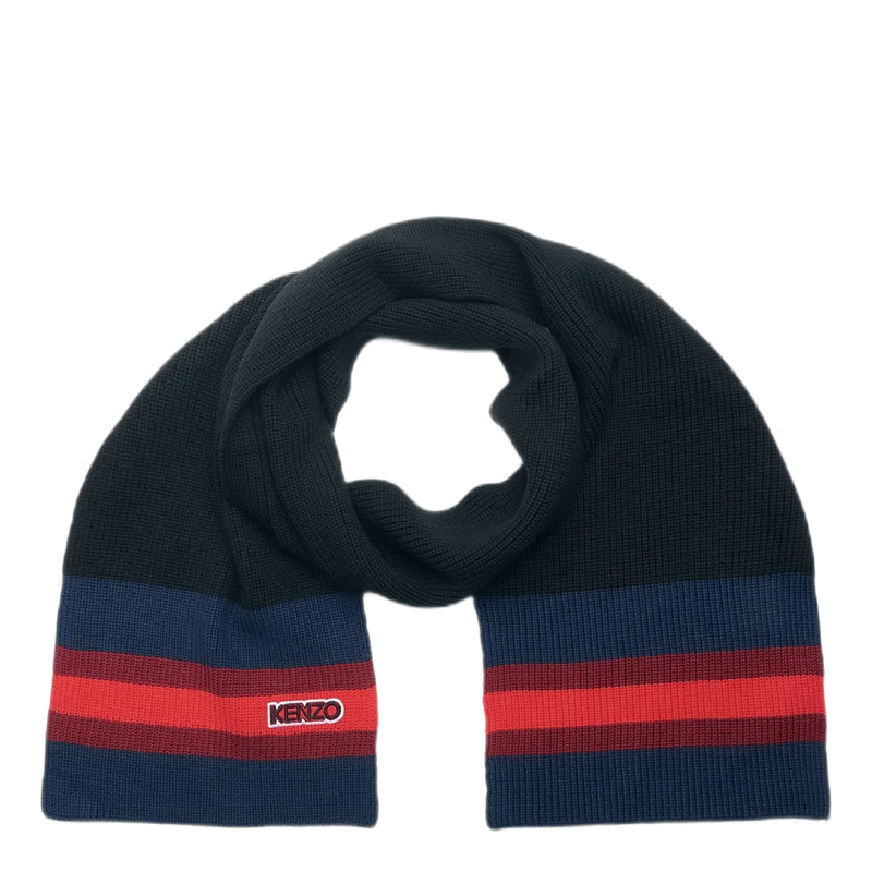 Logo Patch Knitted Scarf Black