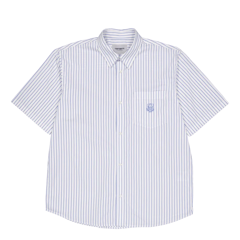 S/s Linus Shirt Linus Stripe, Bleach / White