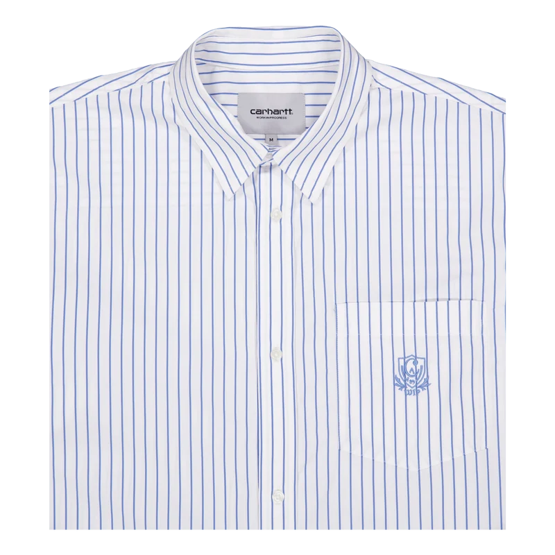 S/s Linus Shirt Linus Stripe, Bleach / White