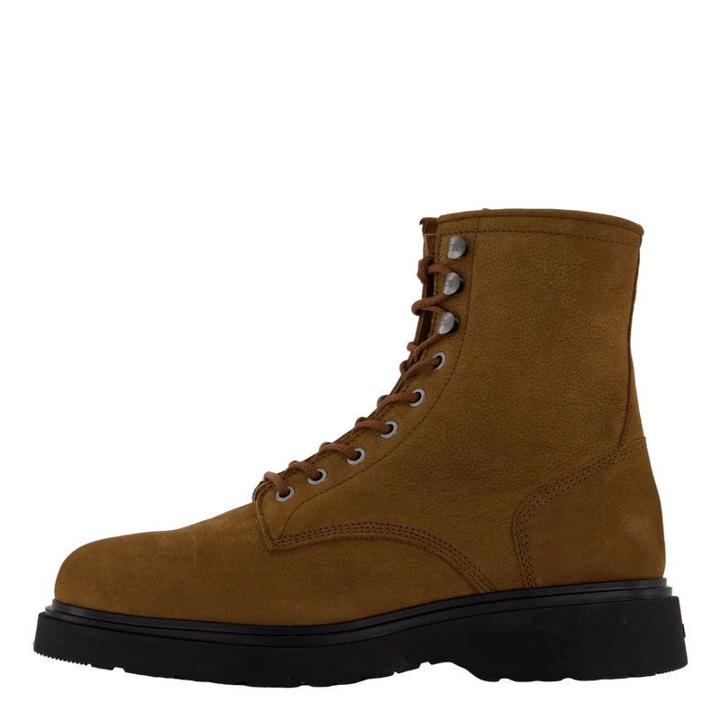 Lace Up Boot W/ Zip Suede Snuff Brown