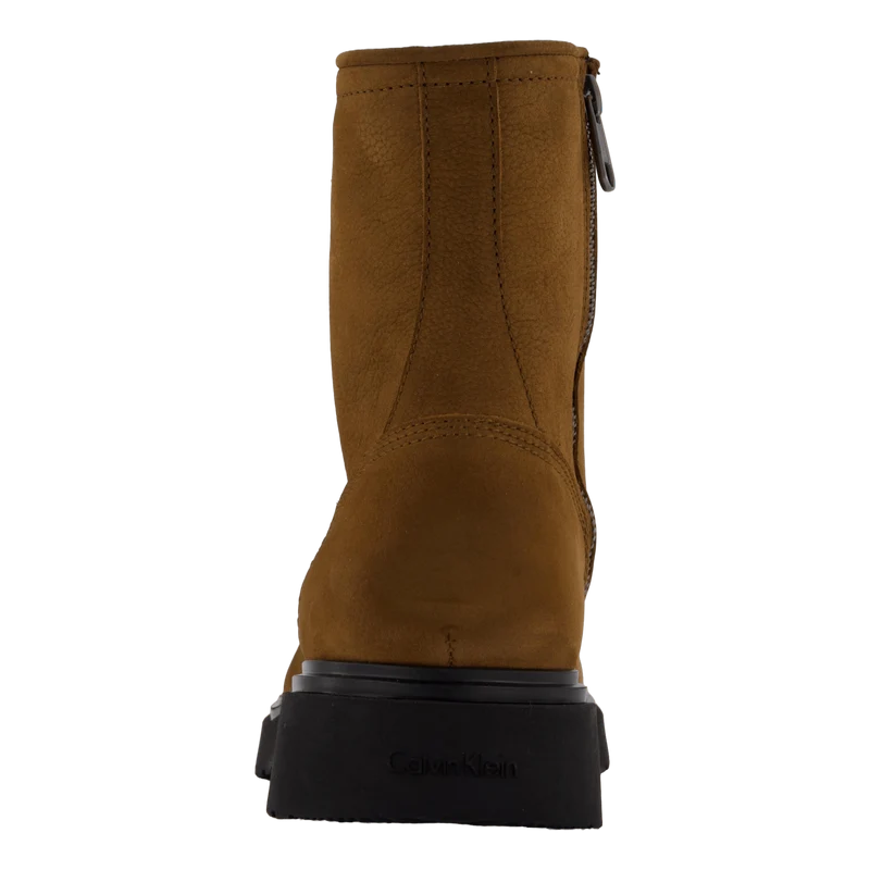 Lace Up Boot W/ Zip Suede Snuff Brown
