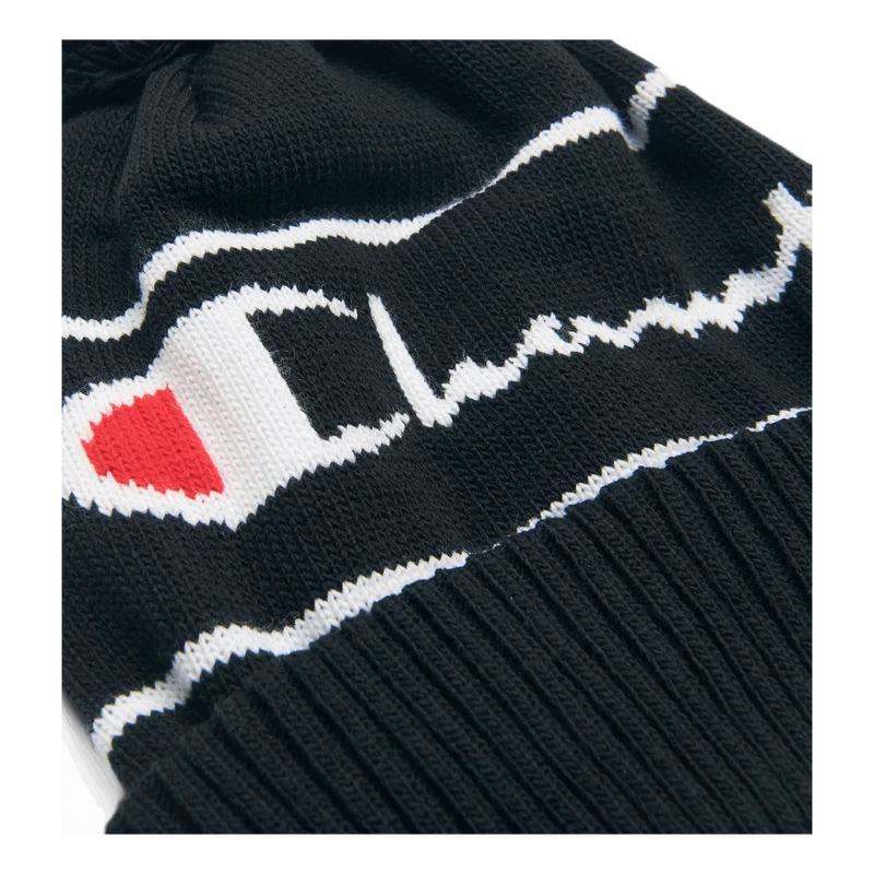 Big Logo Pon Pon Beanie Black
