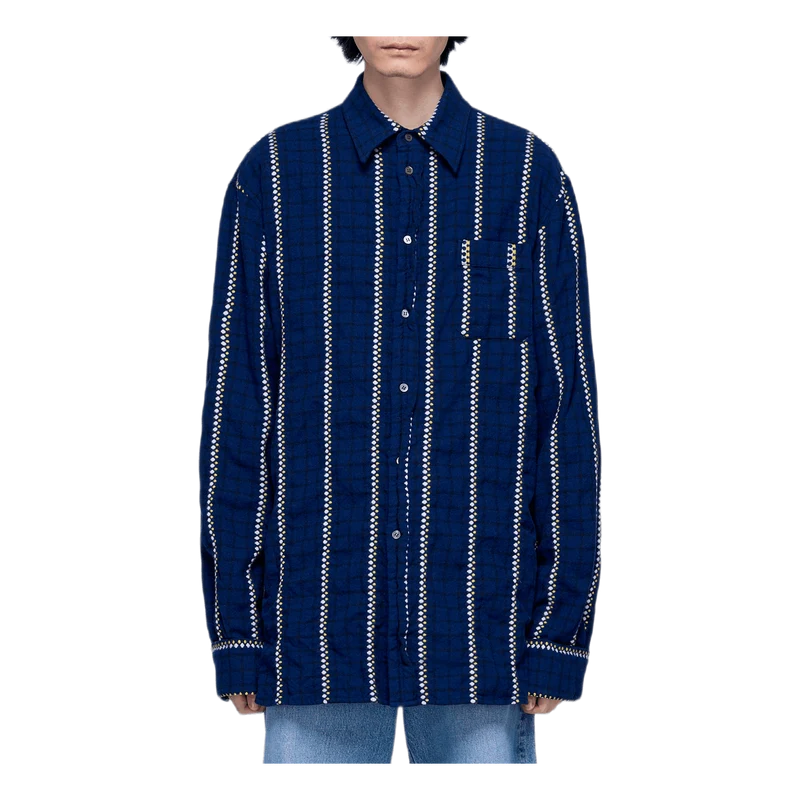 Patterned Light Flannel Shirt Blue