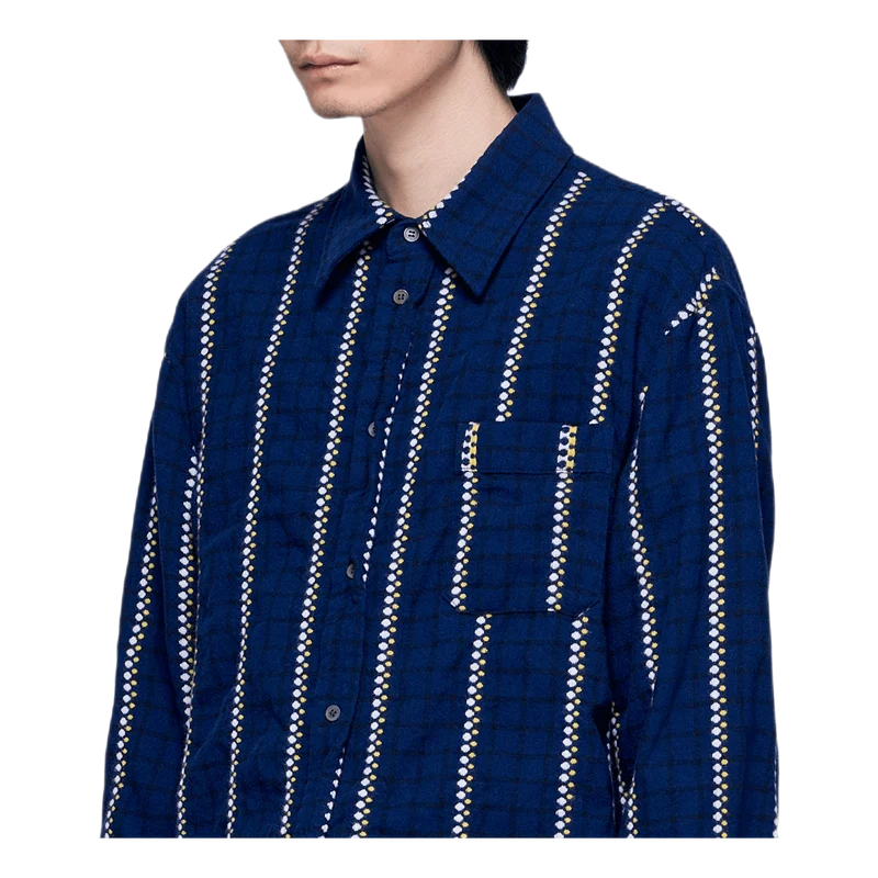 Patterned Light Flannel Shirt Blue