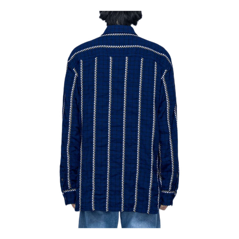 Patterned Light Flannel Shirt Blue