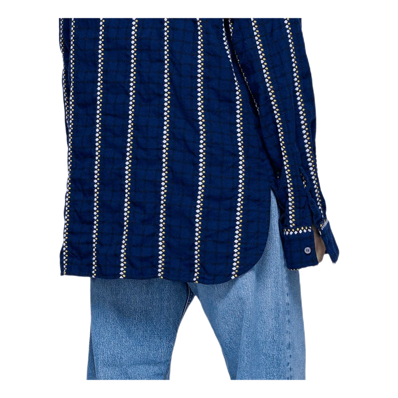 Patterned Light Flannel Shirt Blue