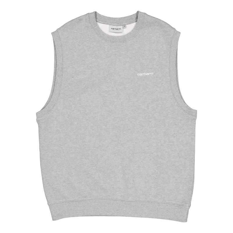 Script Vest Sweat Grey Heather / White