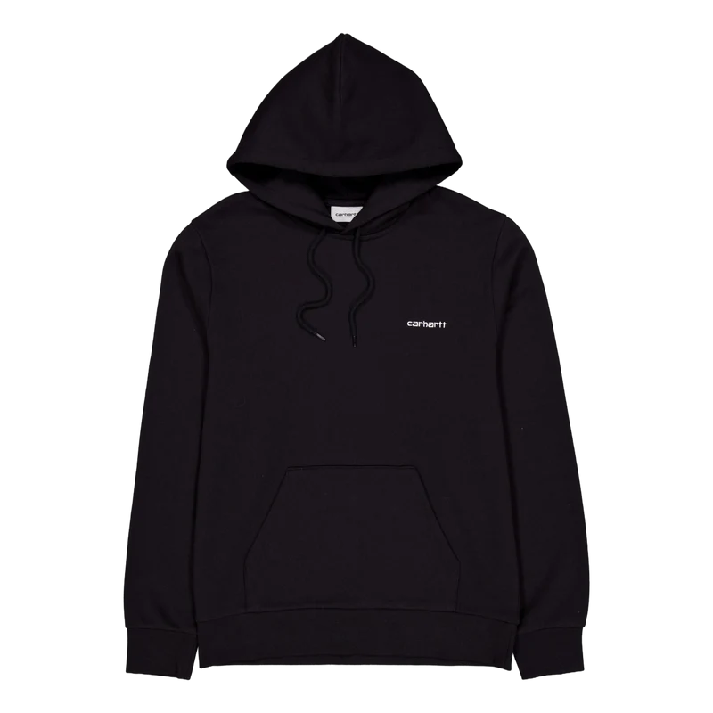 Hooded Script Embroidery Sweat Black / White
