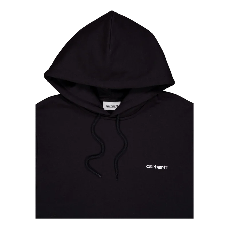 Hooded Script Embroidery Sweat Black / White
