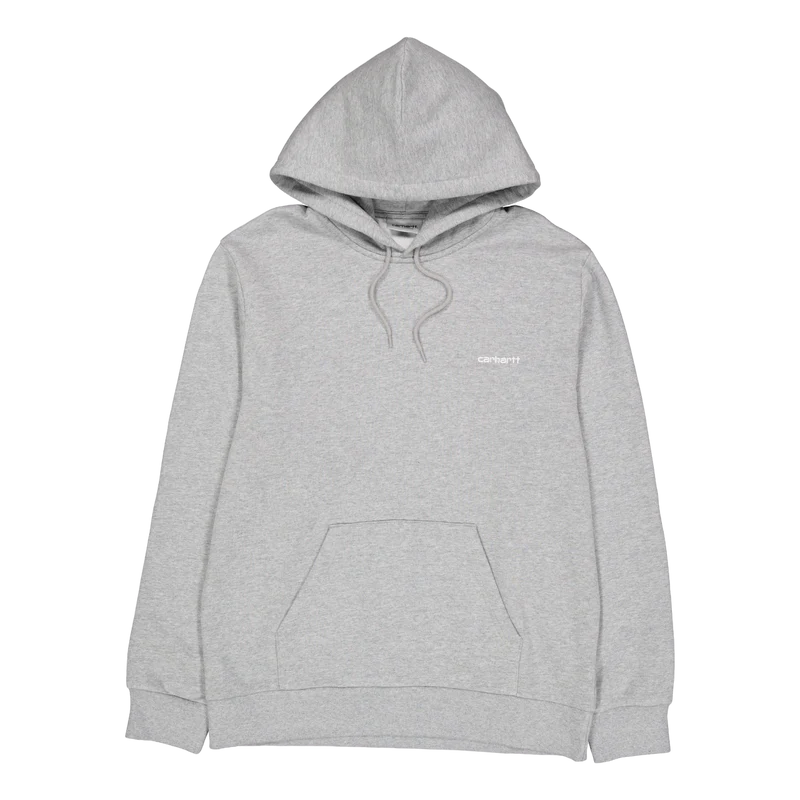 Hooded Script Embroidery Sweat Grey Heather / White