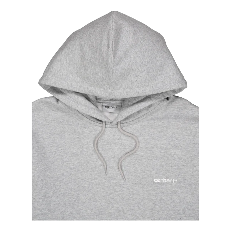 Hooded Script Embroidery Sweat Grey Heather / White