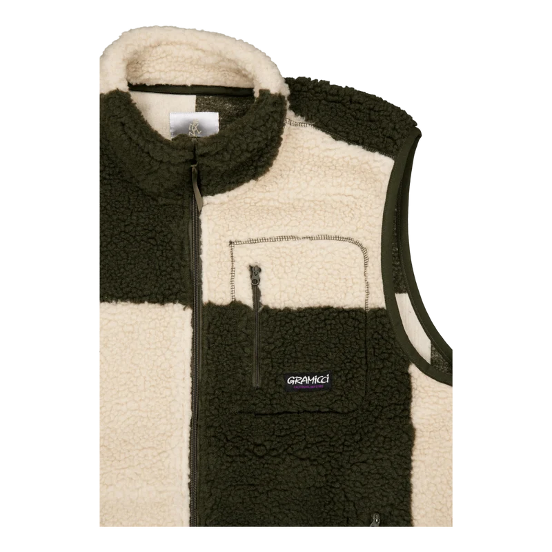Checkered Sherpa Vest Natural / Olive Check