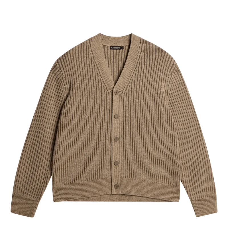 Twin Plated Knit Cardigan Tiger Brown