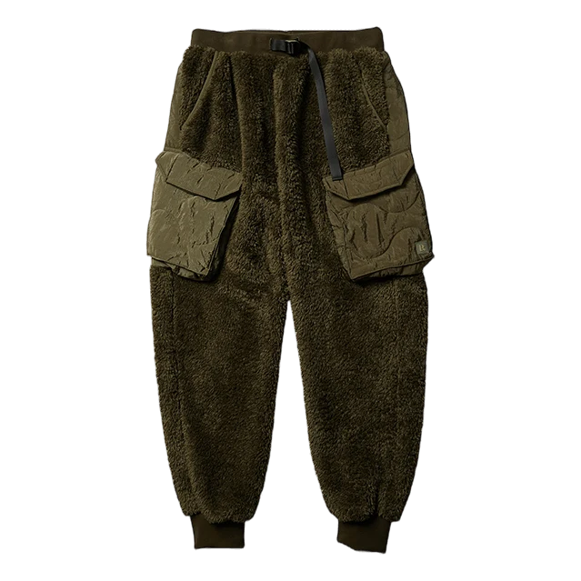 Pile Fleece Quilted Pants Olive
