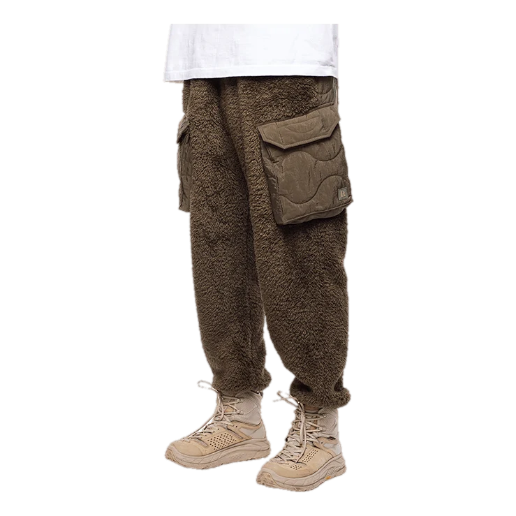 Pile Fleece Quilted Pants Olive