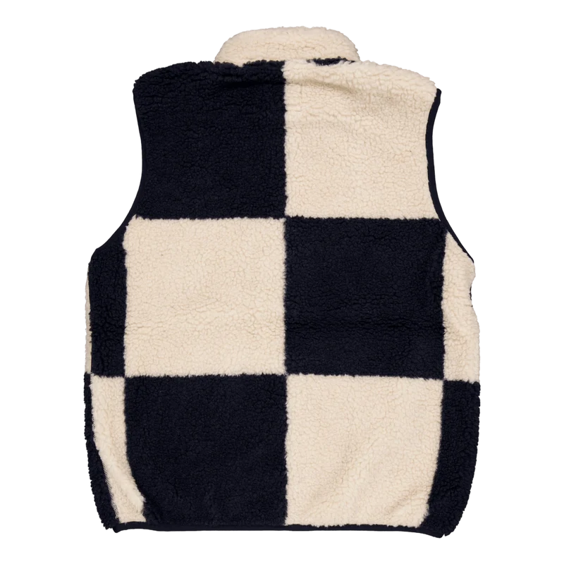 Checkered Sherpa Vest Natural / Navy Check