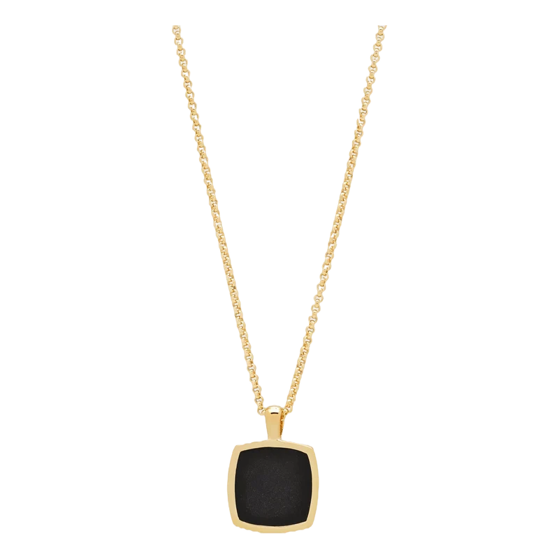 Cushion Pendant Onyx Gold Silver