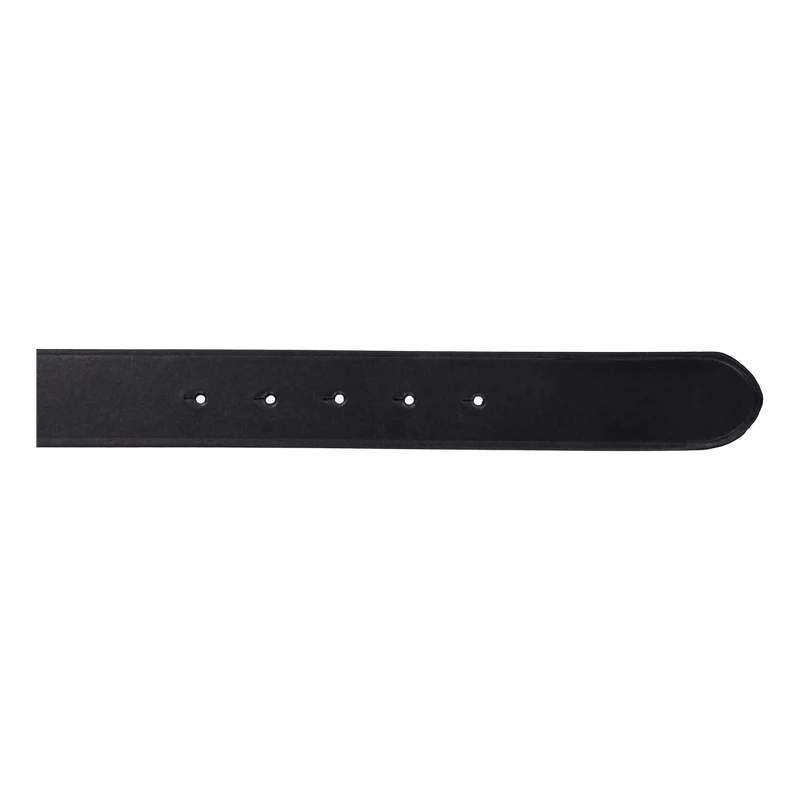 Pony Plaque Leather Belt Black