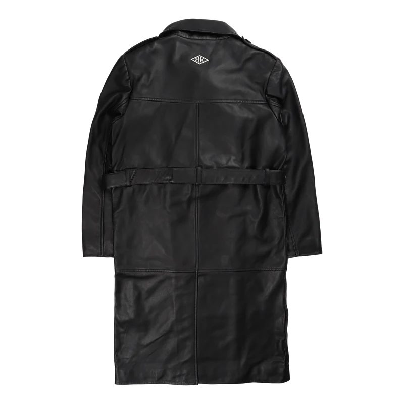 Slim Trench Coat Black Leather