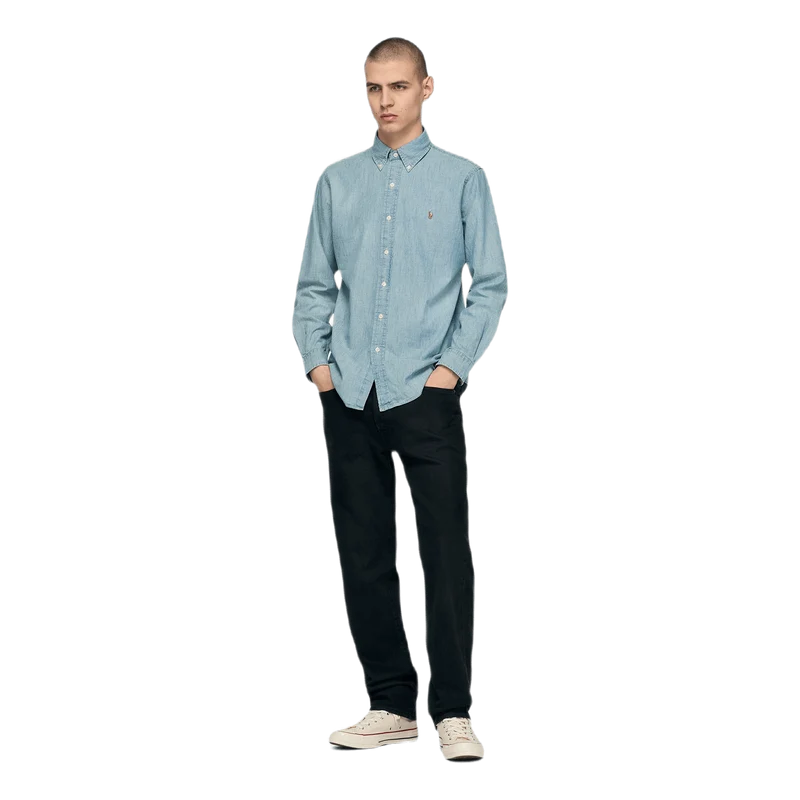 Custom Fit Chambray Shirt Blue