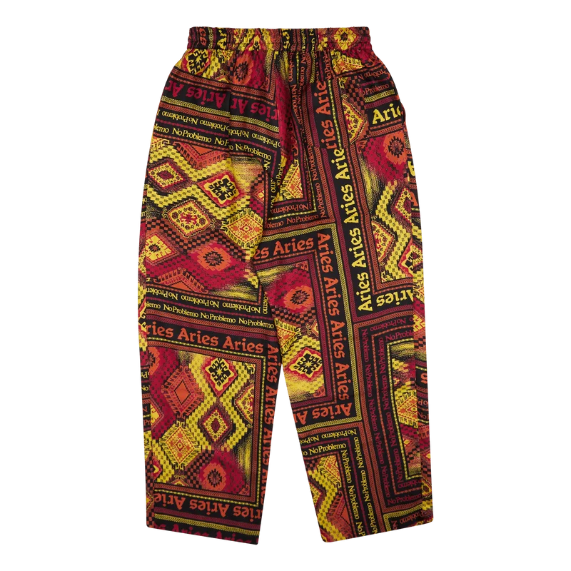 Scarf Print Silk Slacker Pants Multi